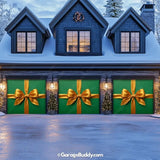 Gift Wrap Green Christmas Garage Door Cover - GarageBuddy