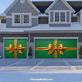 Gift Wrap Green Christmas Garage Door Cover - GarageBuddy