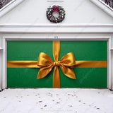 Gift Wrap Green Christmas Garage Door Cover - GarageBuddy