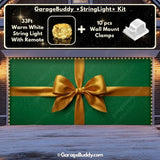 Gift Wrap Green Christmas Garage Door Cover with String Light Kit - GarageBuddy