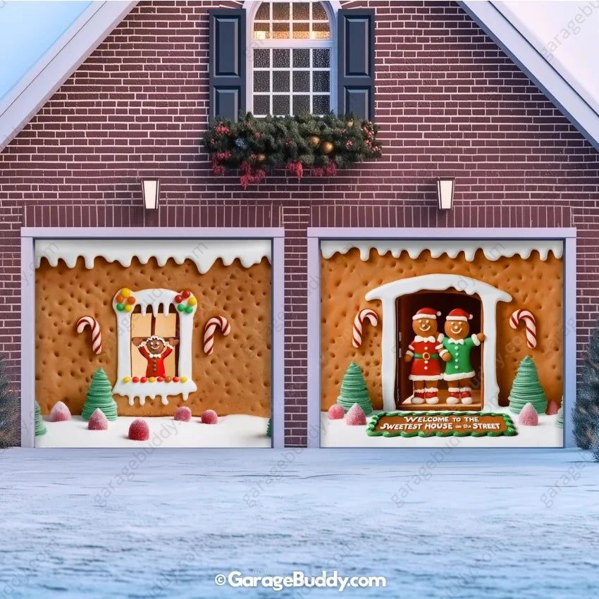 Gingerbread Family | Christmas Garage Door Cover