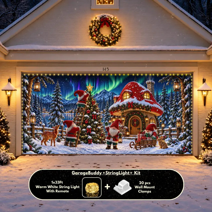 Gnome Wonderland | Christmas Garage Door Cover