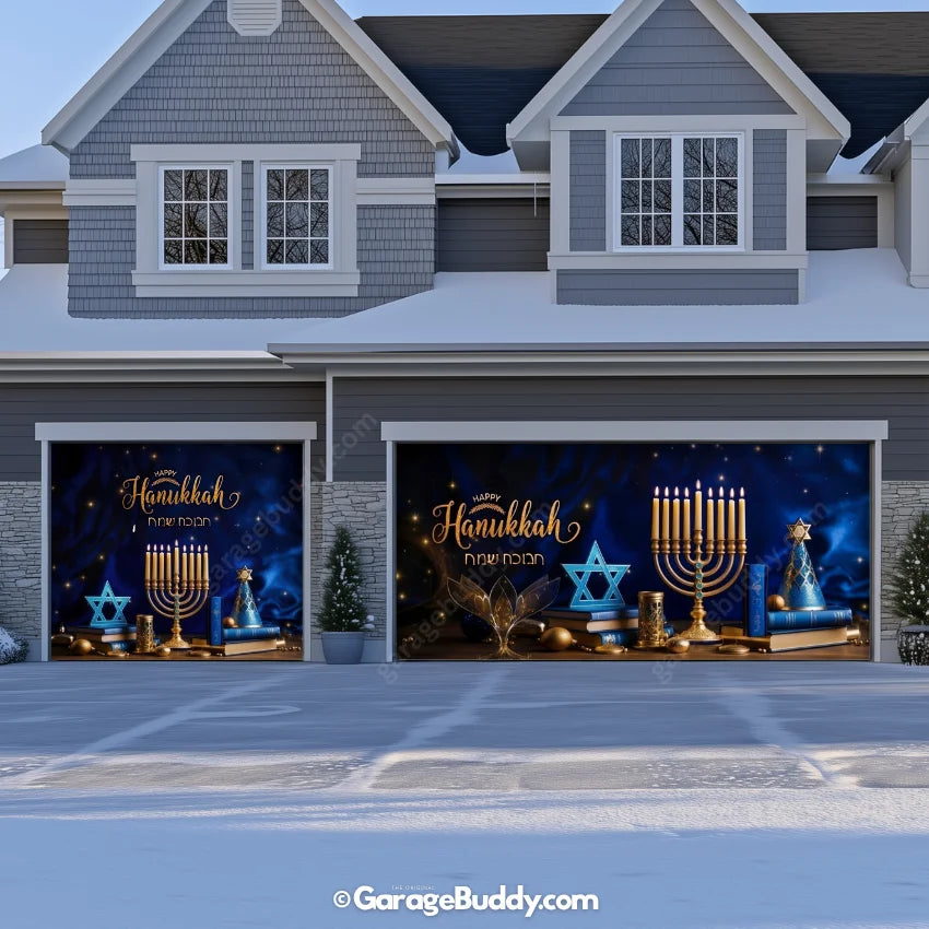 Happy Hanukkah (B) Festive Garage Door Cover