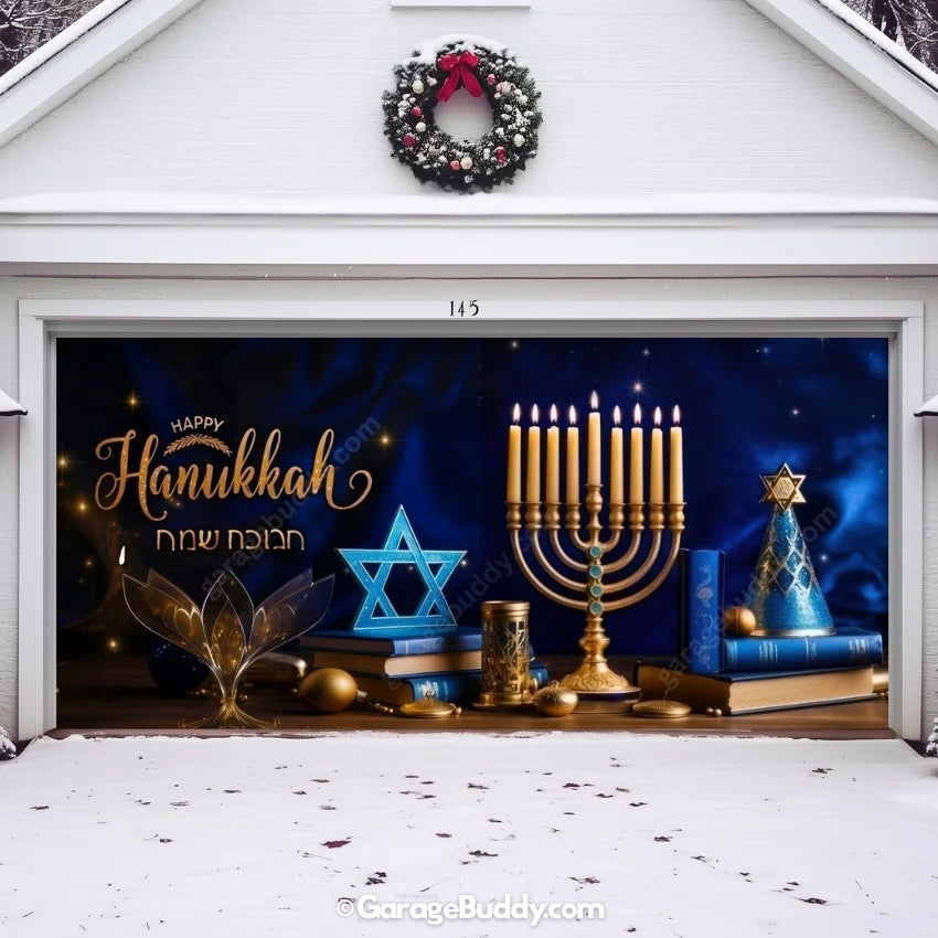 Happy Hanukkah (B) Festive Garage Door Cover
