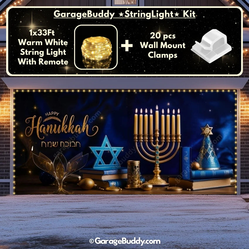 Happy Hanukkah (B) Festive Garage Door Cover