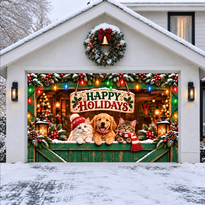 Happy Pawlidays | Christmas Garage Door Cover