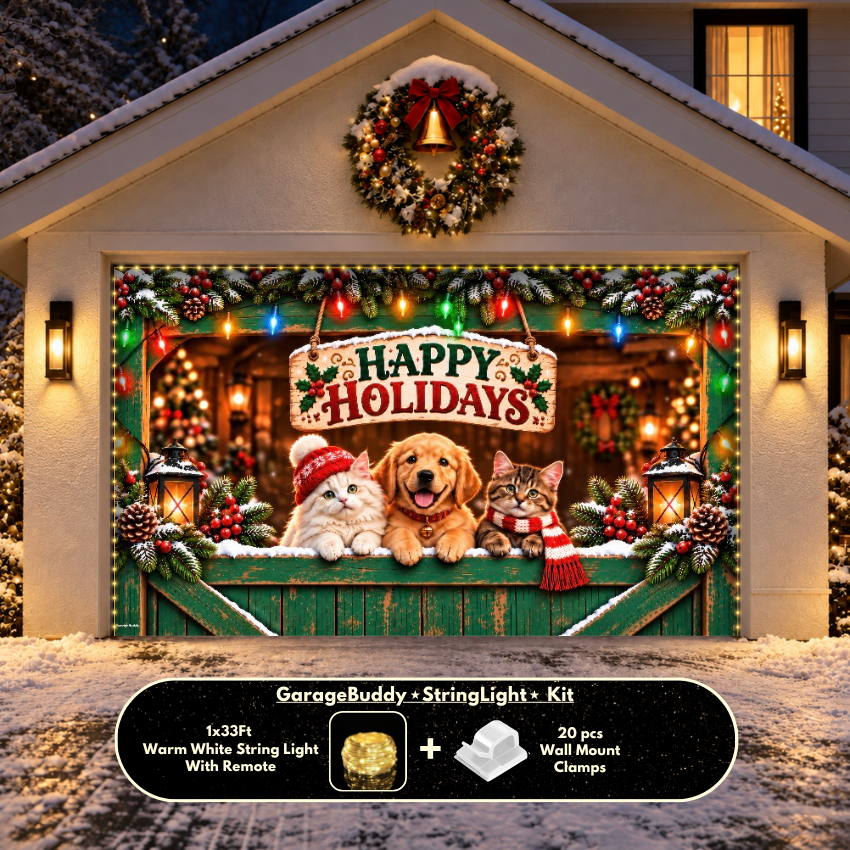 Happy Pawlidays | Christmas Garage Door Cover