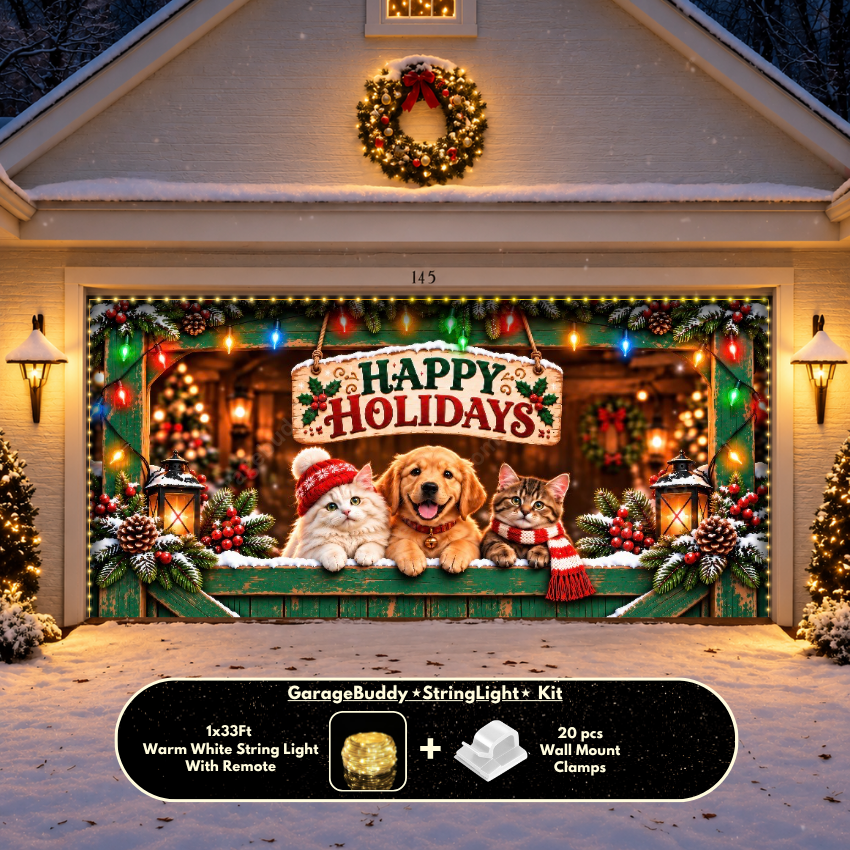 Happy Pawlidays | Christmas Garage Door Cover
