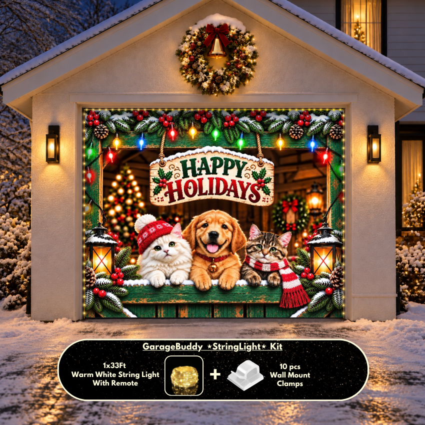 Happy Pawlidays | Christmas Garage Door Cover