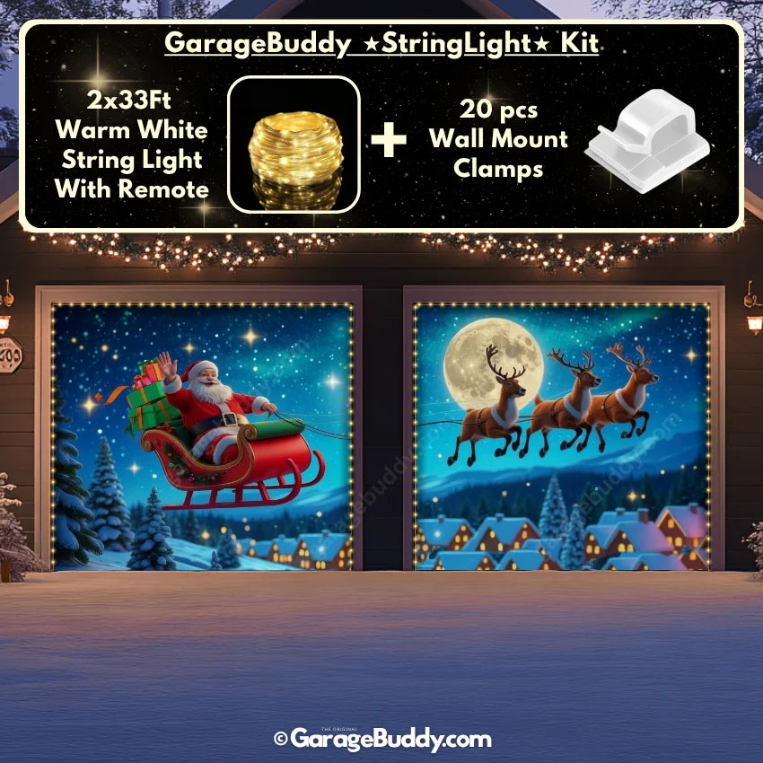 Santa's Flight | Christmas Garage Door Cover
