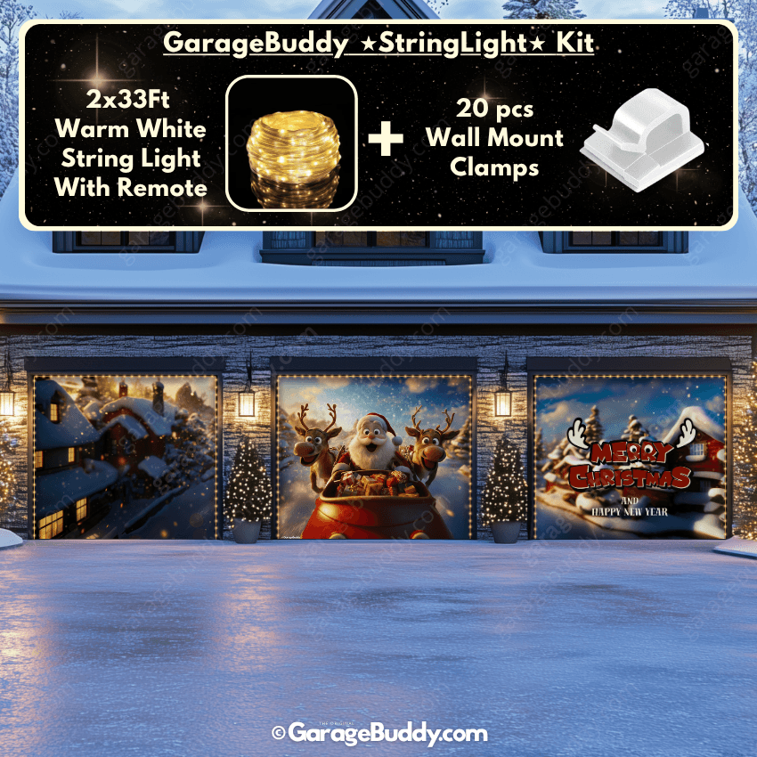 Santa & Reindeers | Christmas Garage Door Cover