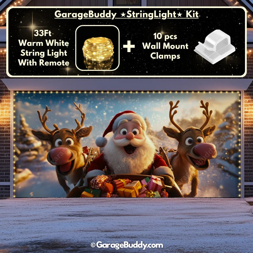 Santa & Reindeers | Christmas Garage Door Cover