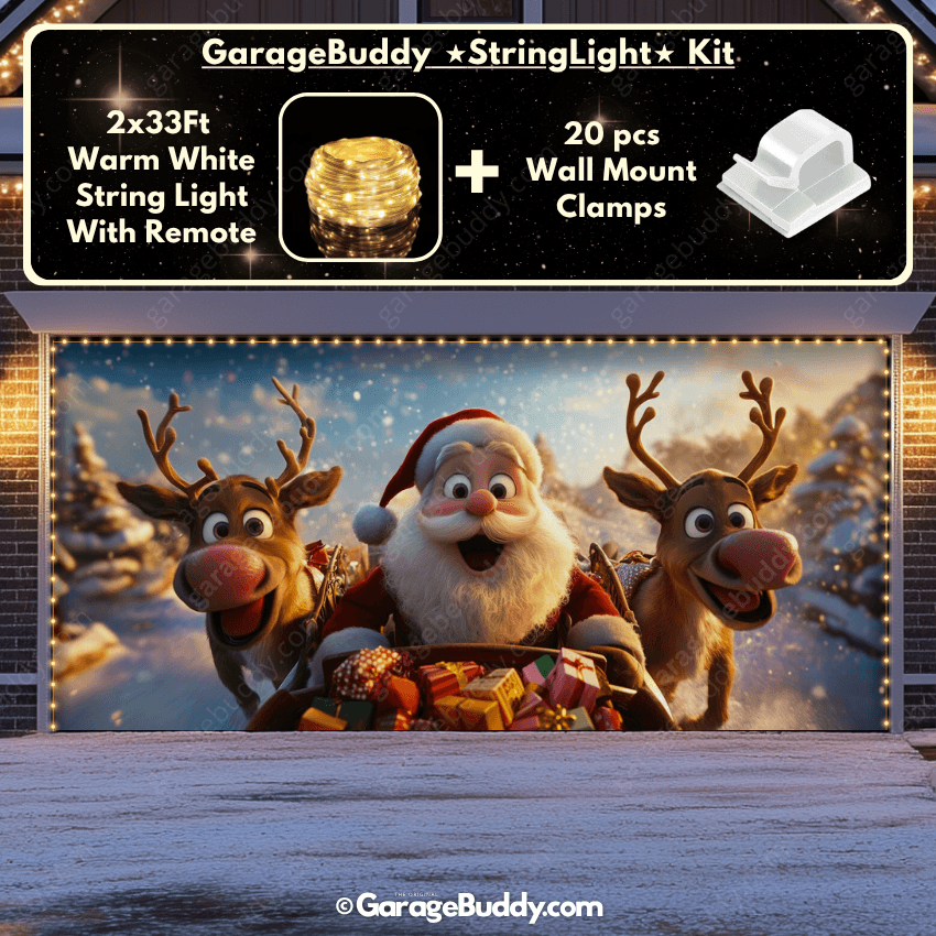 Santa & Reindeers | Christmas Garage Door Cover