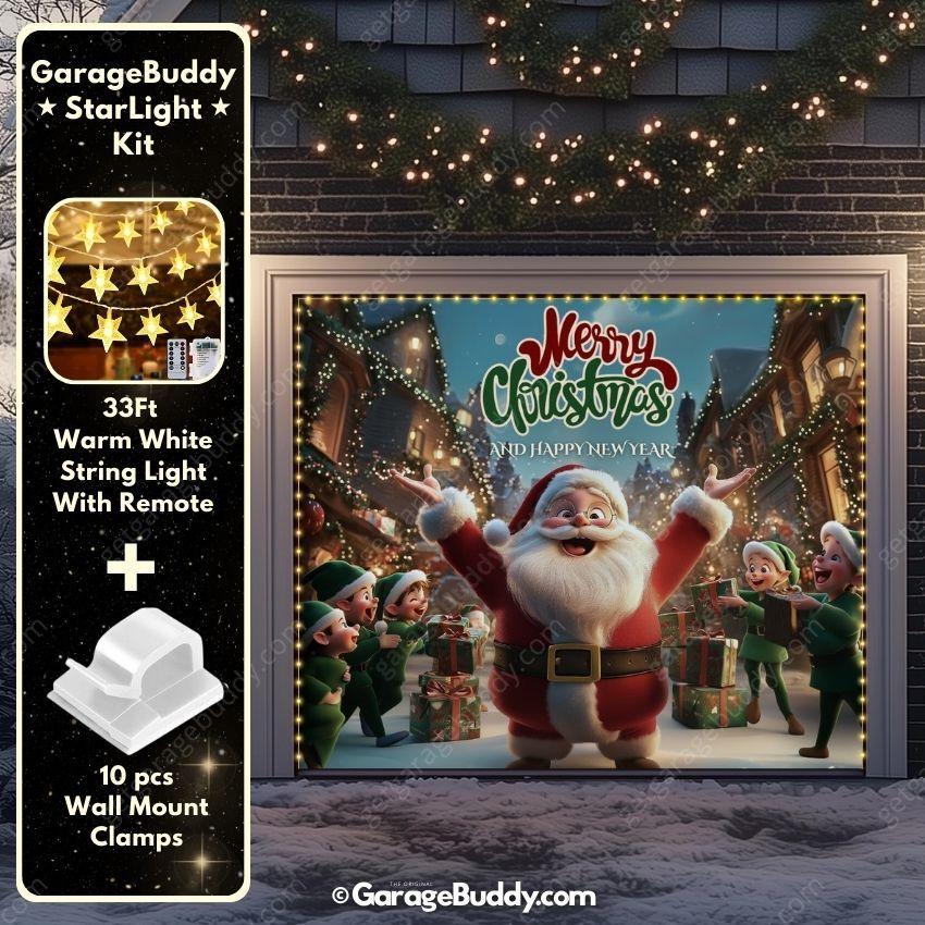 Santa And Elves | Christmas Garage Door Cover