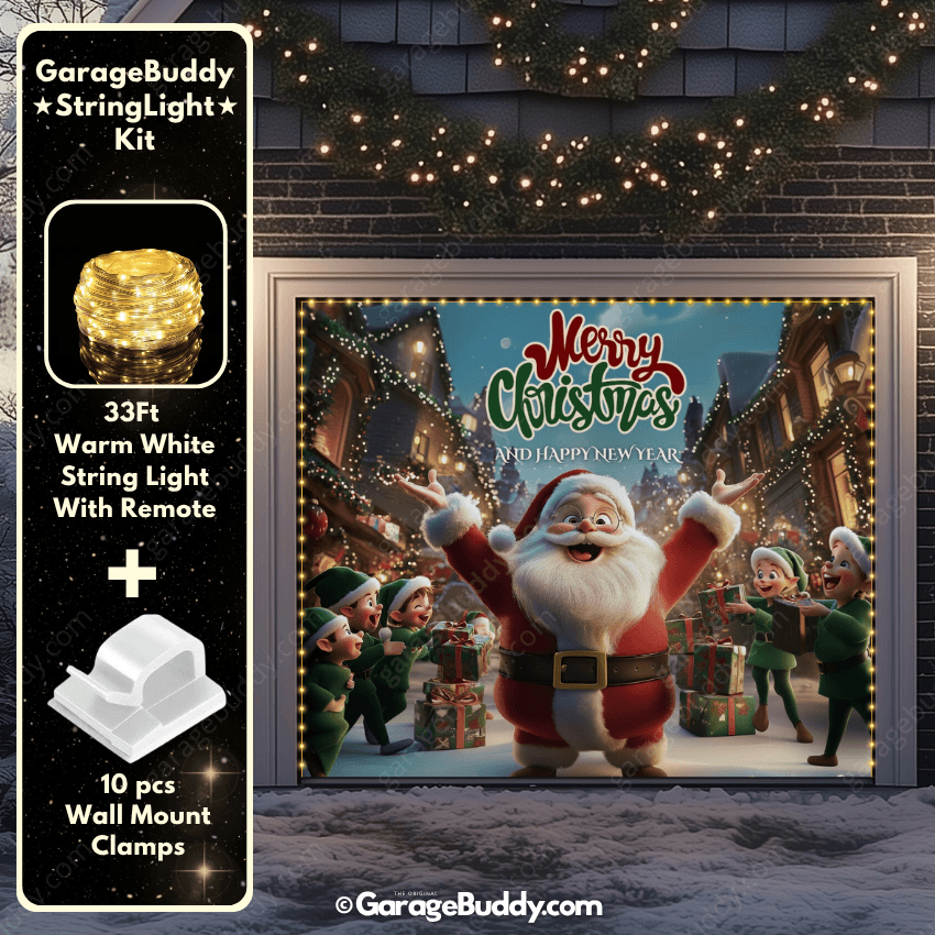 Santa And Elves | Christmas Garage Door Cover