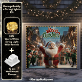 Santa And Elves | Christmas Garage Door Cover