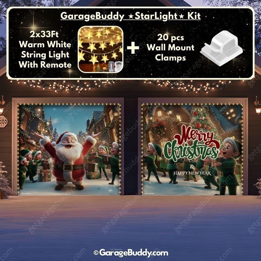 Santa And Elves | Christmas Garage Door Cover