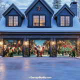 Santa And Elves | Christmas Garage Door Cover