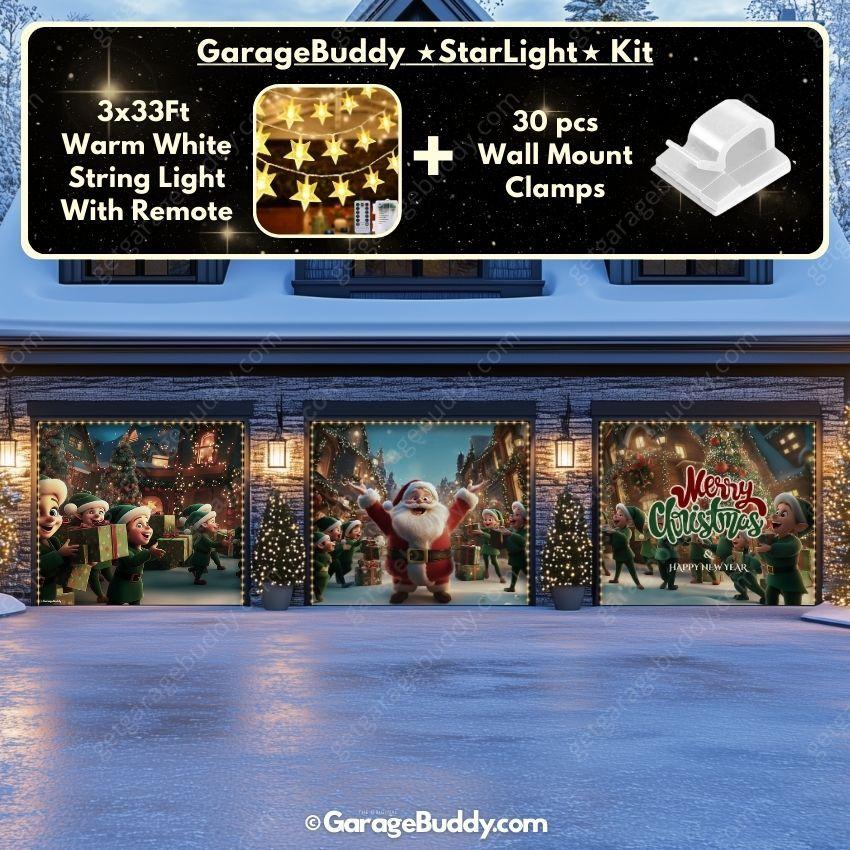 Santa And Elves | Christmas Garage Door Cover