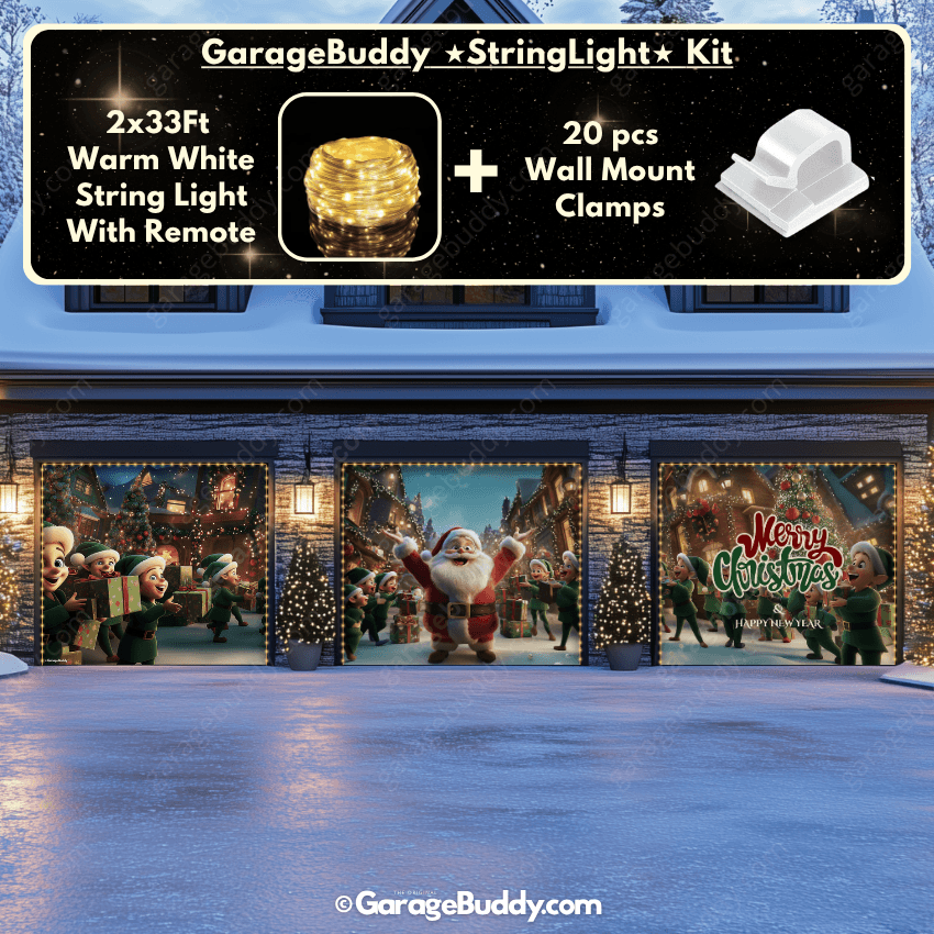 Santa And Elves | Christmas Garage Door Cover