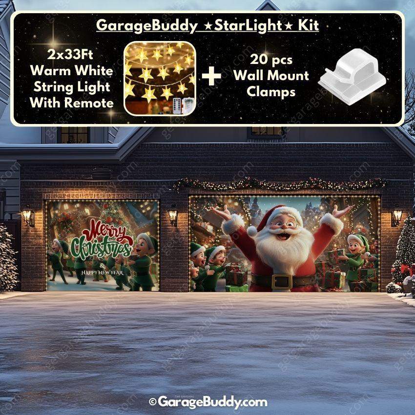 Santa And Elves | Christmas Garage Door Cover