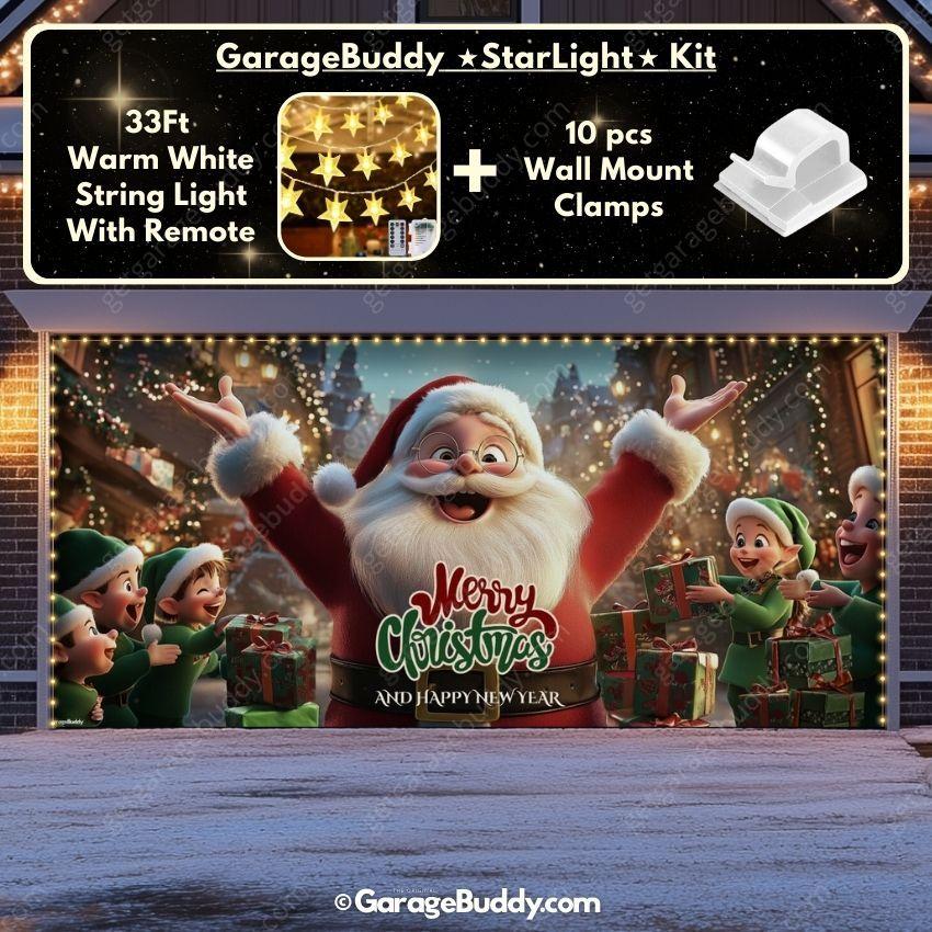 Santa And Elves | Christmas Garage Door Cover