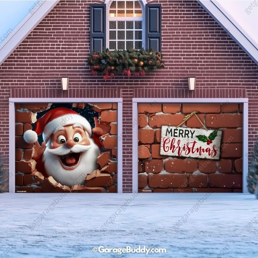 Santa's Surprise | Christmas Garage Door Cover