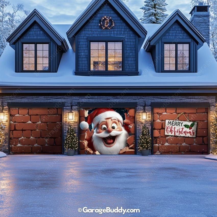 Santa's Surprise | Christmas Garage Door Cover