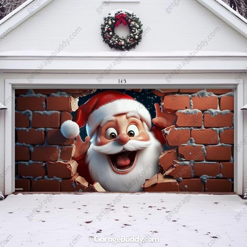 Santa's Surprise | Christmas Garage Door Cover