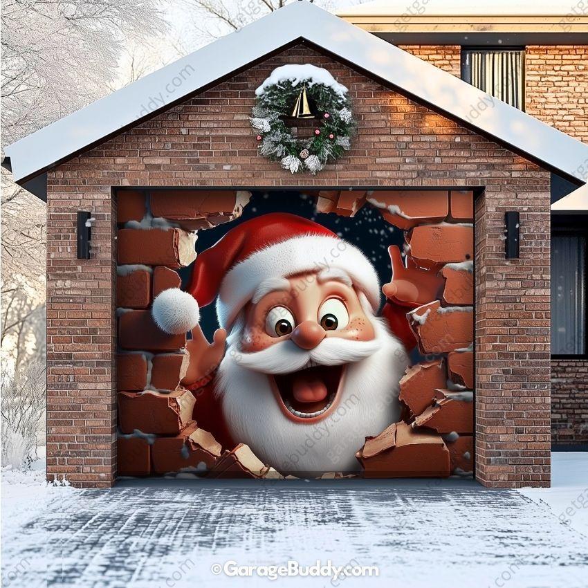 Santa's Surprise | Christmas Garage Door Cover