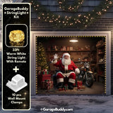 Santa's Workshop Christmas Garage Door Cover with String Light Kit | GarageBuddy