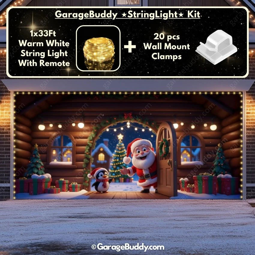 Santa's Cabin | Christmas Garage Door Cover