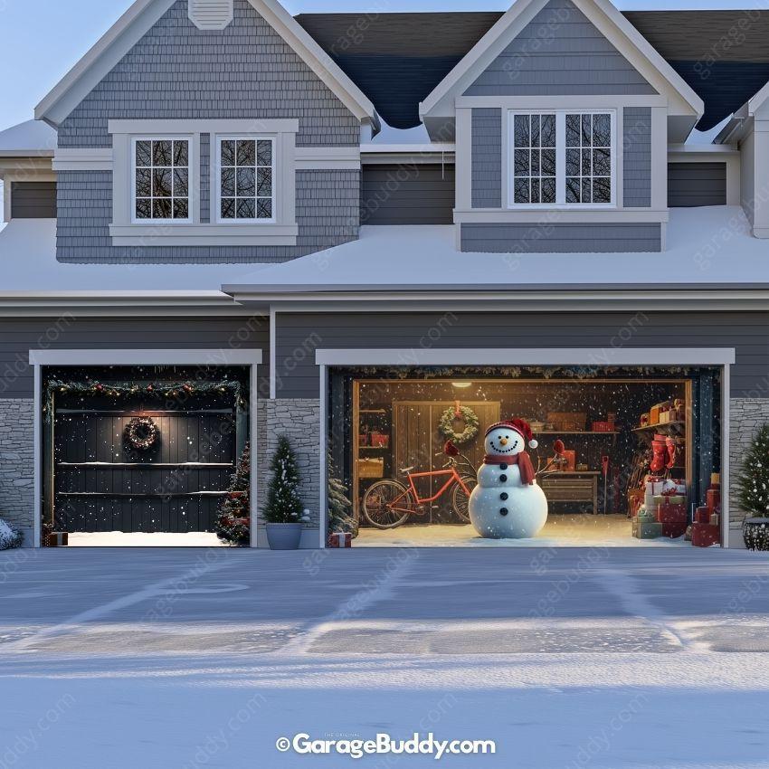 Snowy The Snowman | Christmas Garage Door Cover