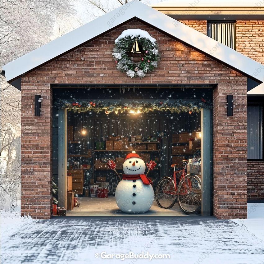 Snowy The Snowman | Christmas Garage Door Cover