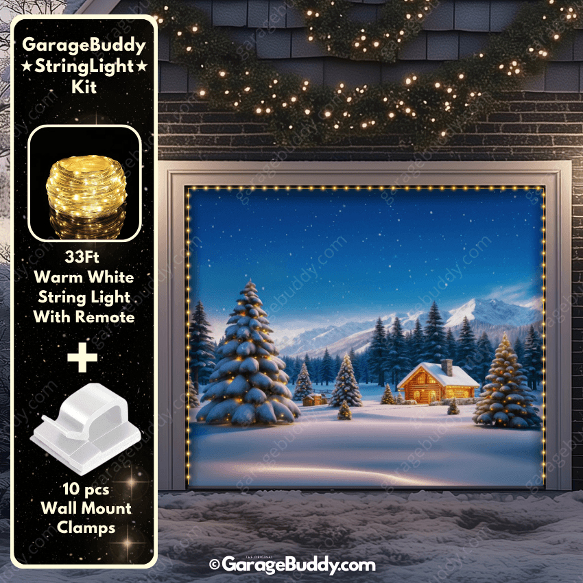 Winter Haven Christmas Garage Door Cover with String Light Kit | GarageBuddy