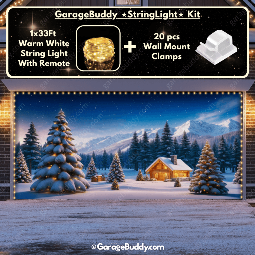 Winter Haven Christmas Garage Door Cover with String Light Kit | GarageBuddy