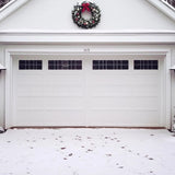 Christmas Holidays garage door cover on a garage door, showcasing festive holiday decorations and lights before installation.