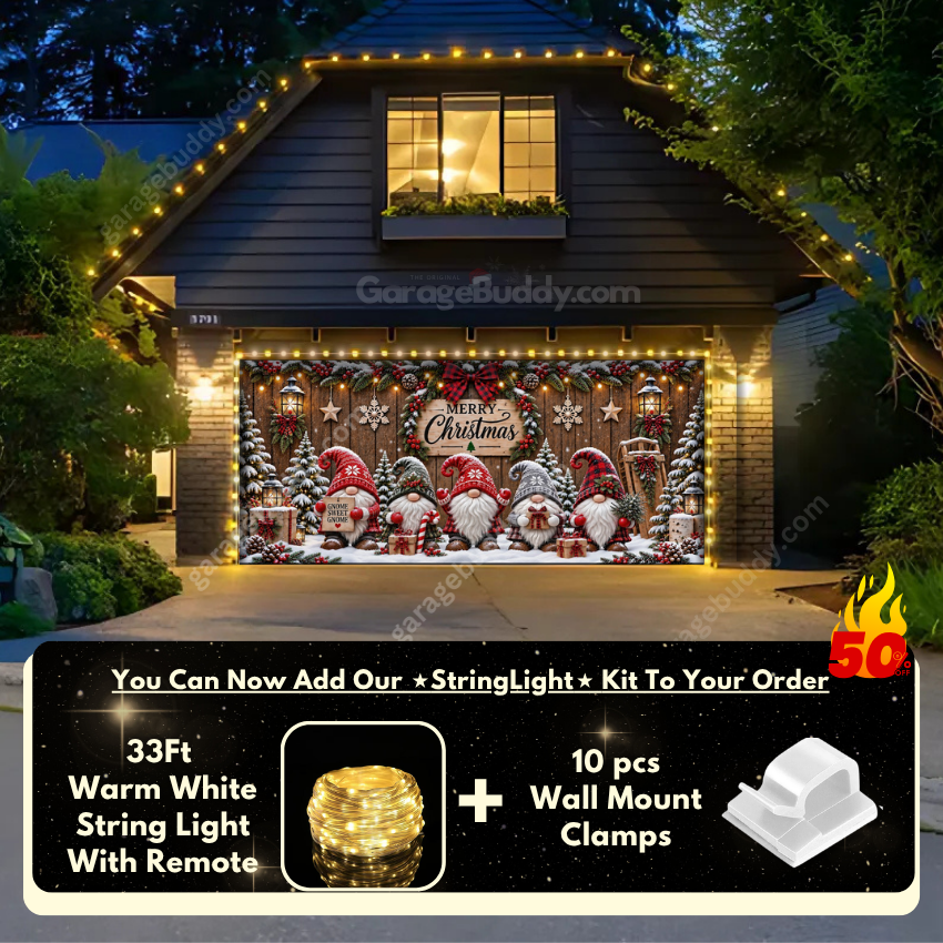 Gnome Sweet Gnome | Christmas Garage Door Cover