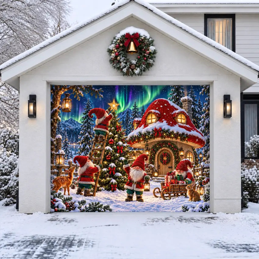 Gnome Wonderland | Christmas Garage Door Cover