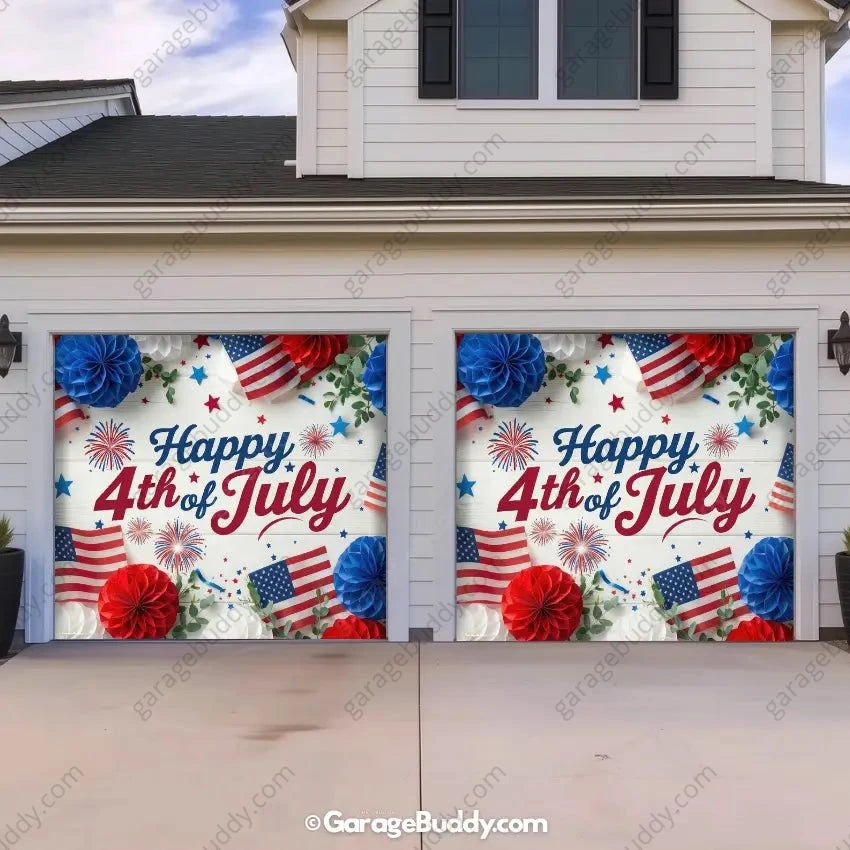 Happy 4th of July | Patriotic Garage Door Cover - GarageBuddy patriotic