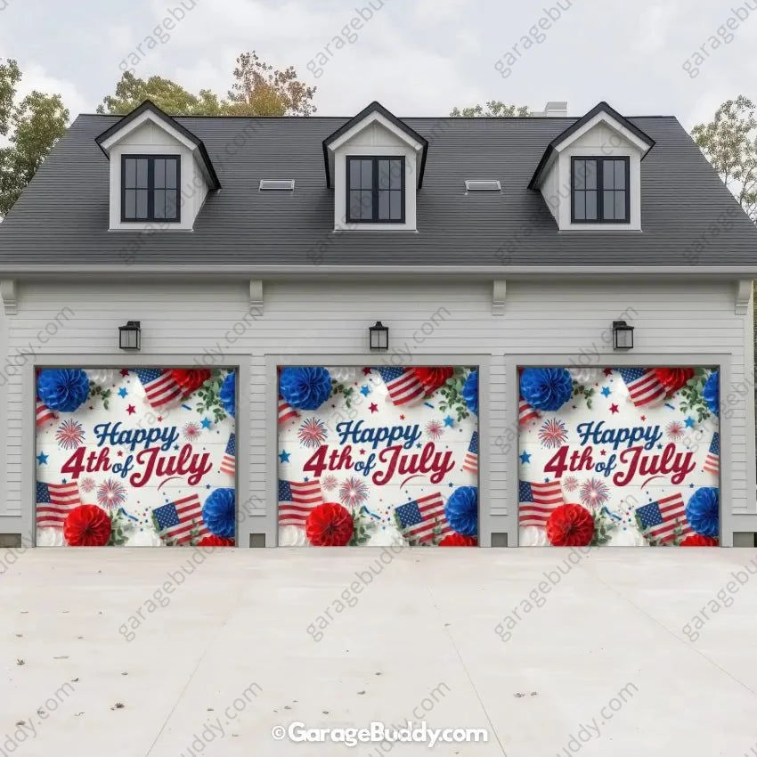 Happy 4th of July | Patriotic Garage Door Cover - GarageBuddy patriotic