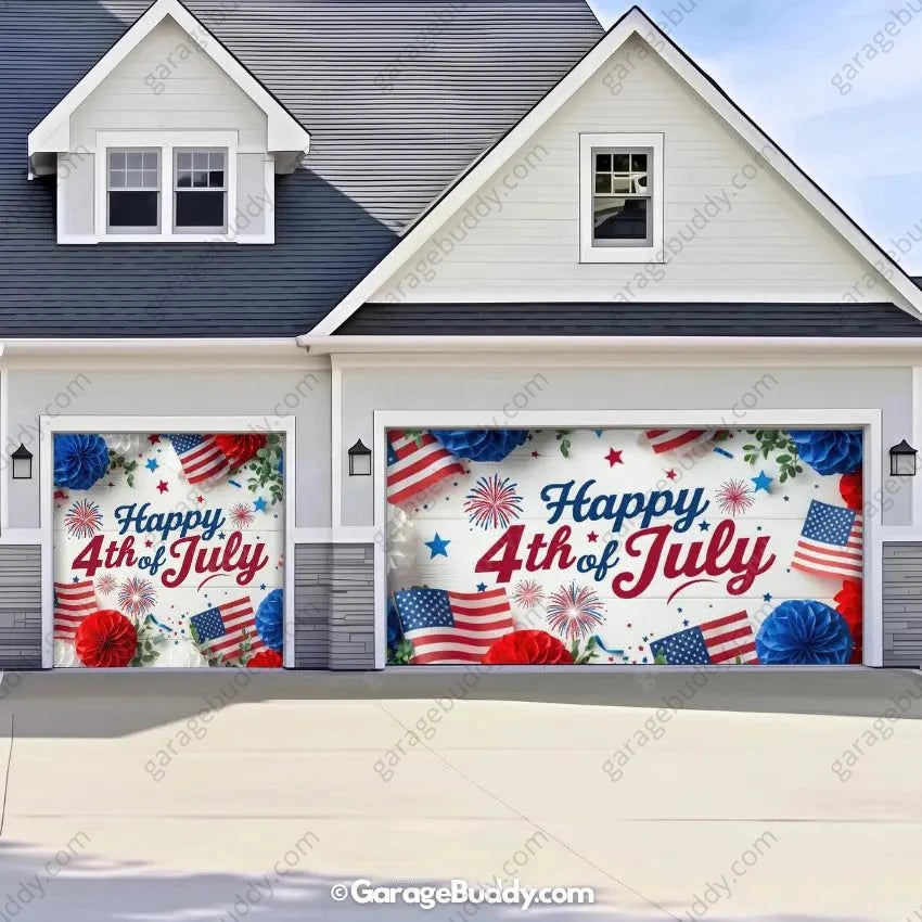 Happy 4th of July | Patriotic Garage Door Cover - GarageBuddy patriotic