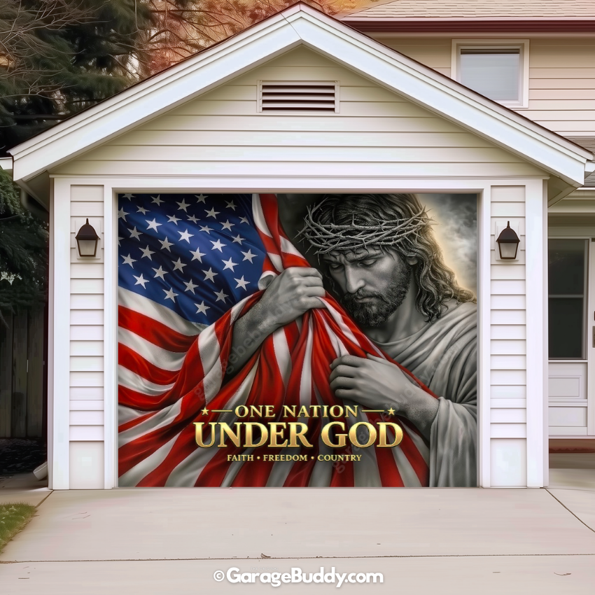 One Nation Under God | Patriotic Garage Door Cover - GarageBuddy patriotic