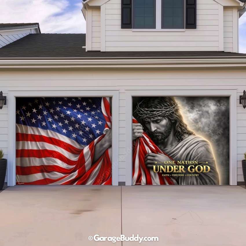 One Nation Under God | Patriotic Garage Door Cover - GarageBuddy patriotic
