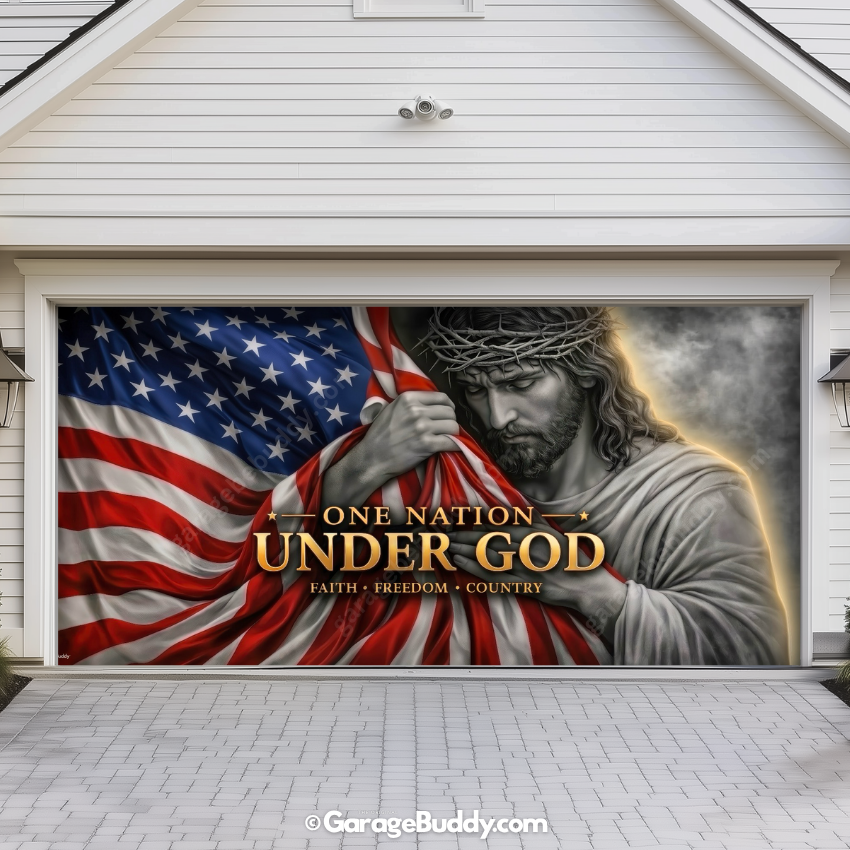 One Nation Under God | Patriotic Garage Door Cover - GarageBuddy patriotic