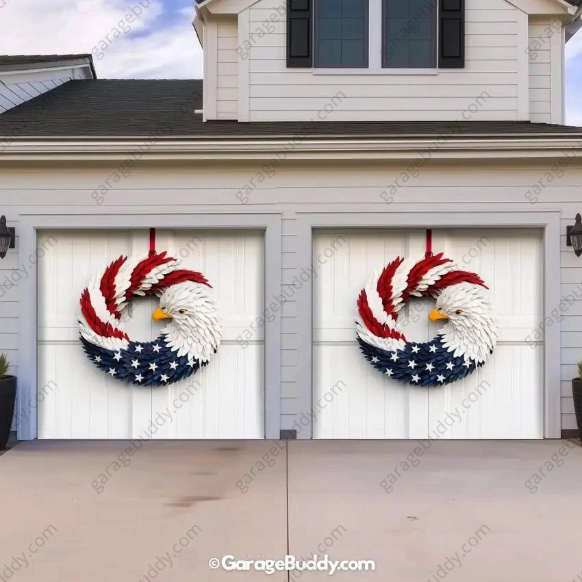 Patriotic Eagle Wreath | Patriotic Garage Door Cover - GarageBuddy patriotic