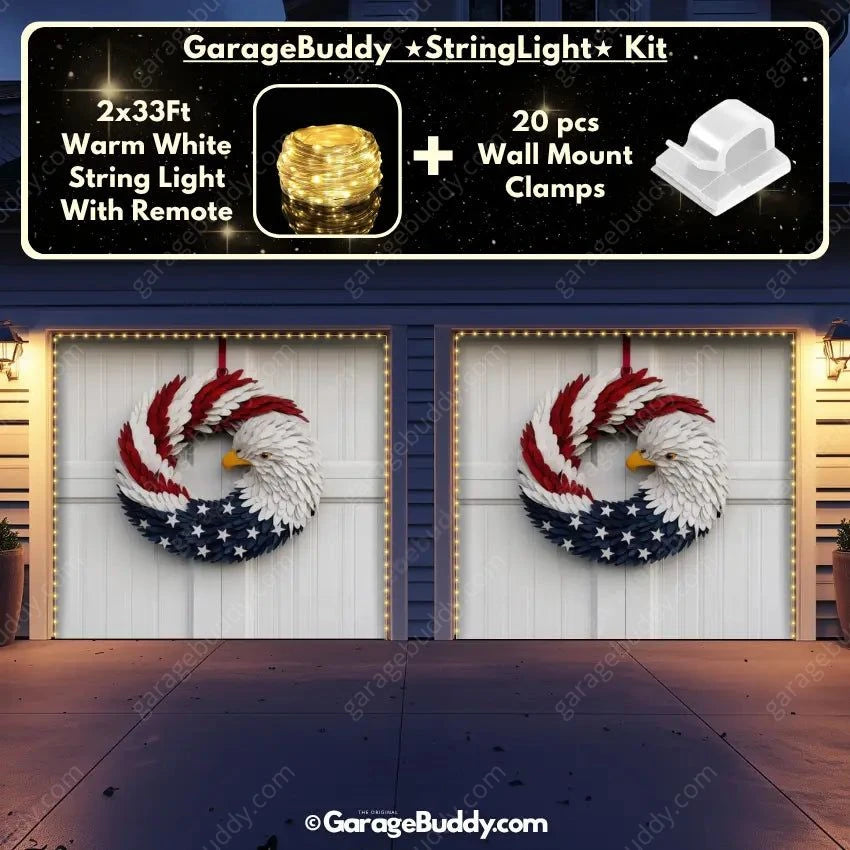 Patriotic Eagle Wreath | Patriotic Garage Door Cover - GarageBuddy patriotic