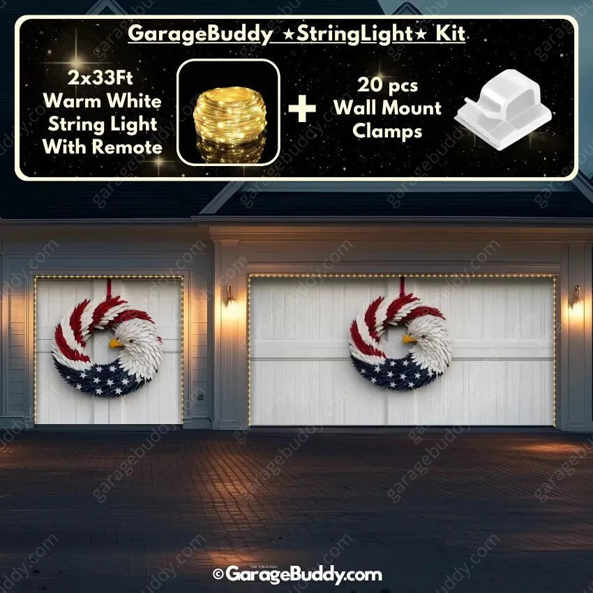 Patriotic Eagle Wreath | Patriotic Garage Door Cover - GarageBuddy patriotic