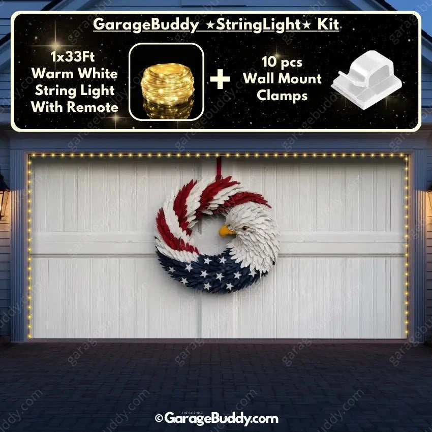 Patriotic Eagle Wreath | Patriotic Garage Door Cover - GarageBuddy patriotic