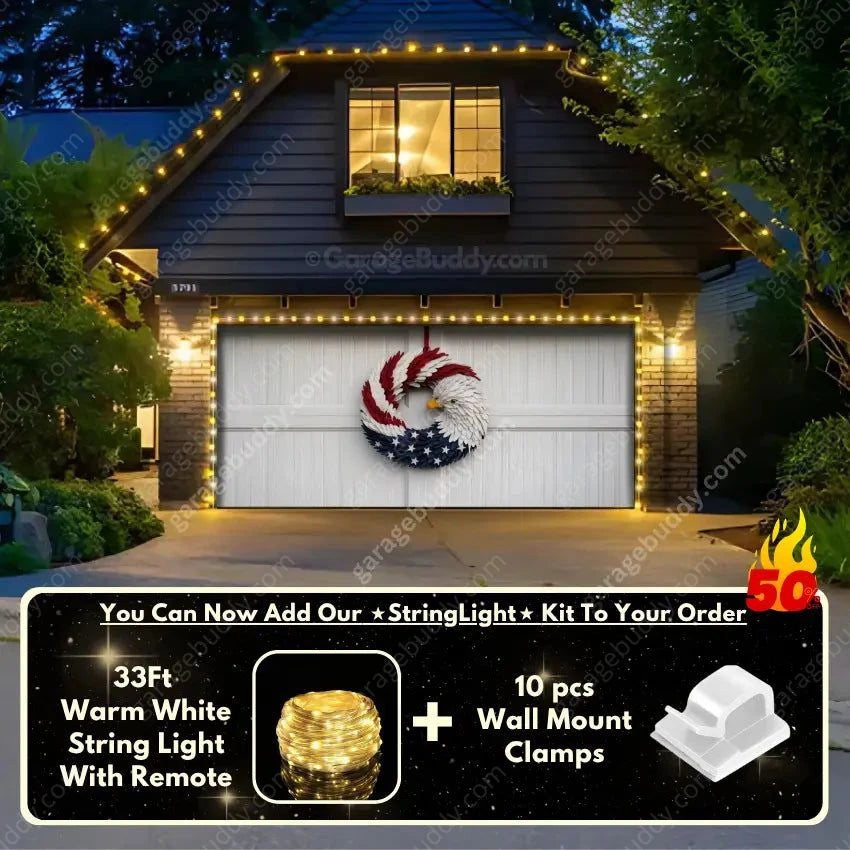 Patriotic Eagle Wreath | Patriotic Garage Door Cover - GarageBuddy patriotic